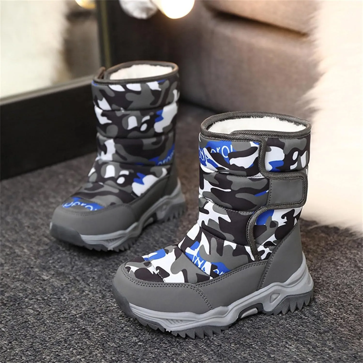Boys' Cotton Shoes Camouflage And Fleece Thickened Winter Warm Cotton Boots Kid Snow Boots for