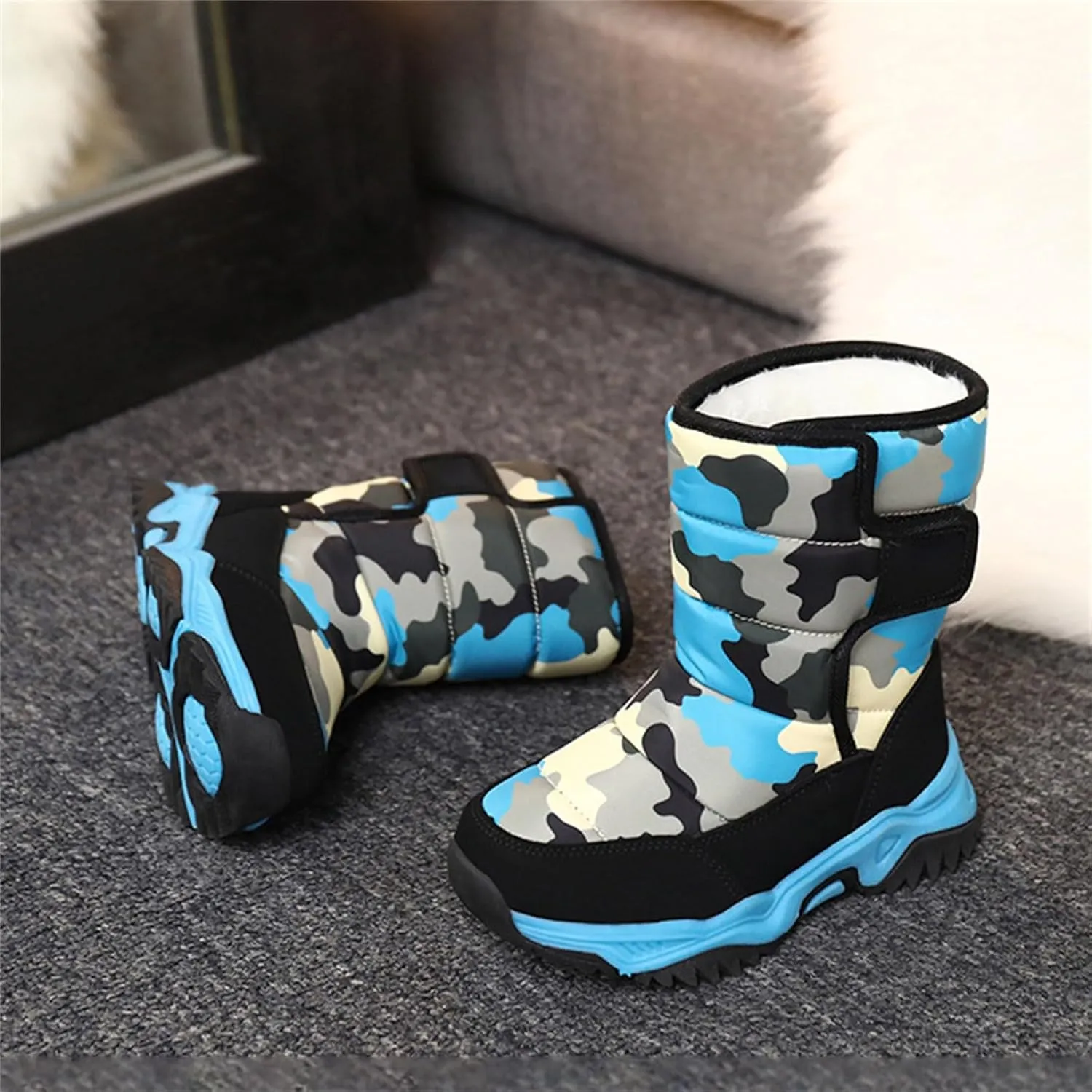 Boys' Cotton Shoes Camouflage And Fleece Thickened Winter Warm Cotton Boots Kid Snow Boots for