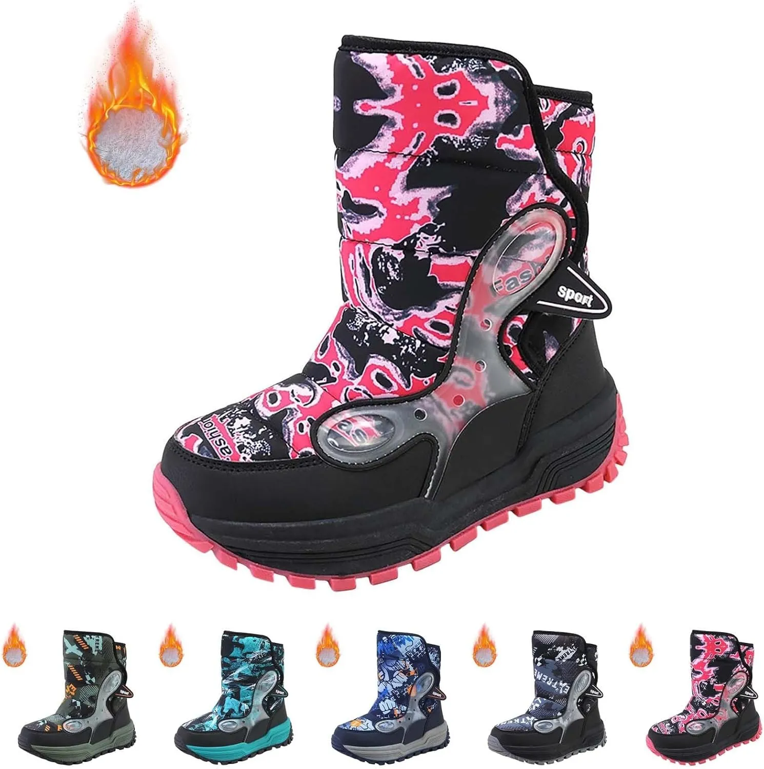 Boys Snow Shoes Outdoor Warm Comfortable Non Slip Mid Calf Padded Small Big Kids Winter Shoes Girl's Riding Boots