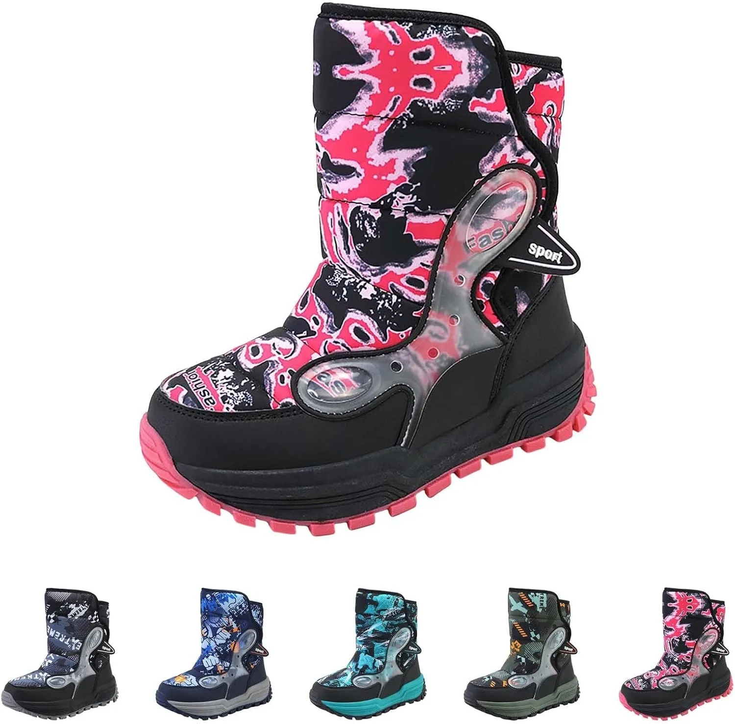 Boys Snow Shoes Outdoor Warm Comfortable Non Slip Mid Calf Padded Small Big Kids Winter Shoes Girl's Riding Boots