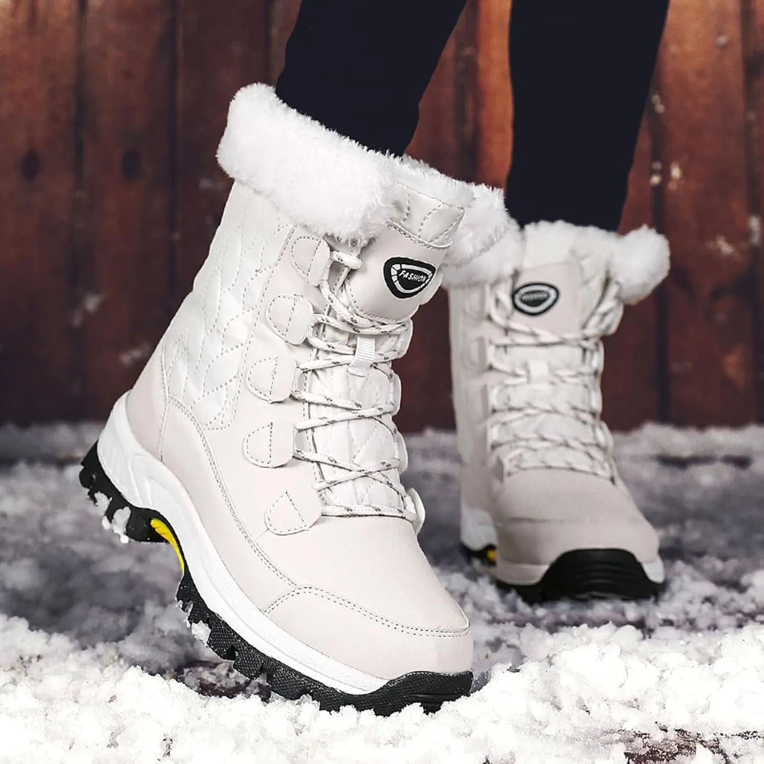 Hiking Boots Women Warm Lace-Up Snow Ankle Boots Velvet Cotton Winter Flats Short Booties Hiking Boots