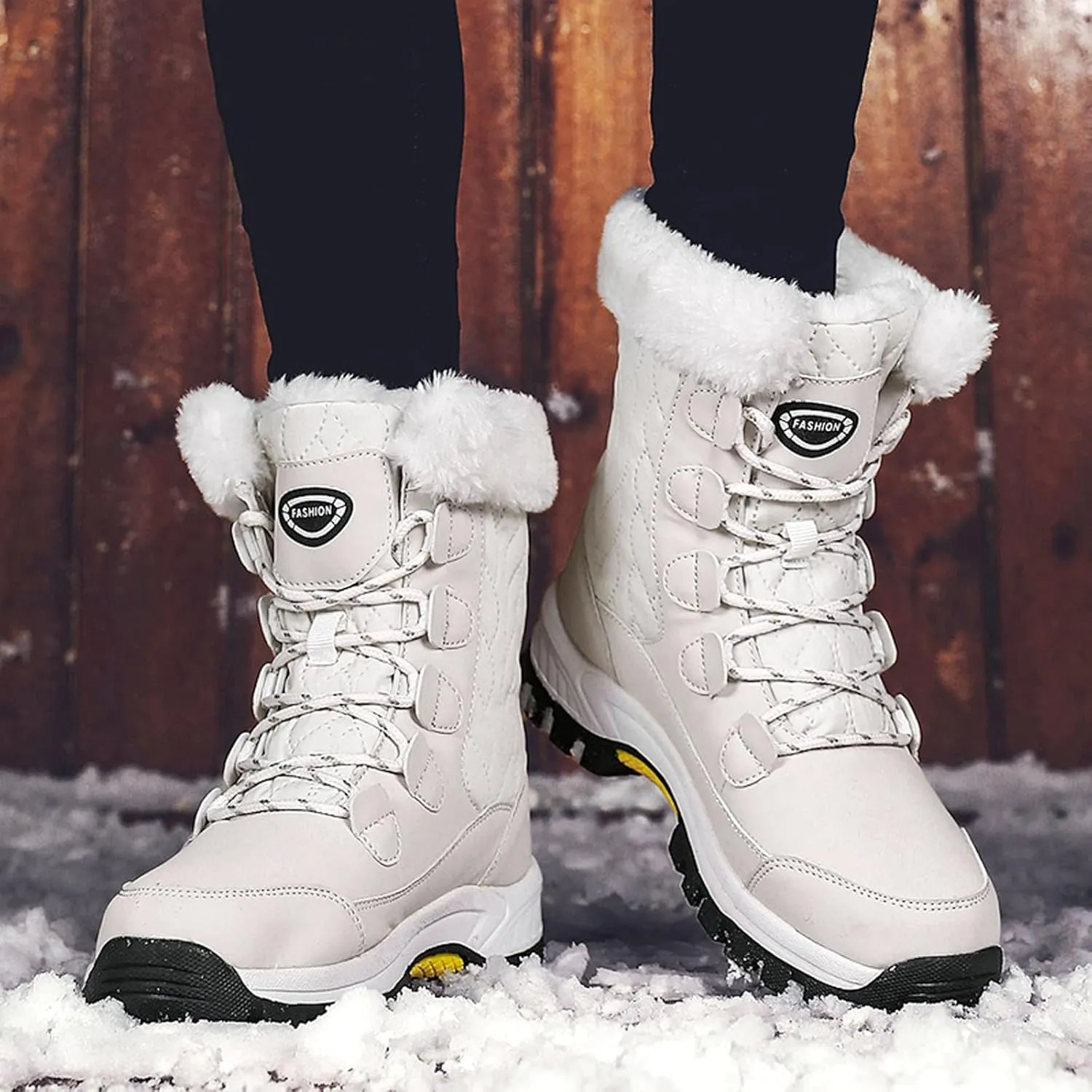 Hiking Boots Women Warm Lace-Up Snow Ankle Boots Velvet Cotton Winter Flats Short Booties Hiking Boots