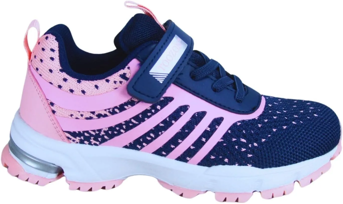 Kids Girls and Boys Lightweight Strap Running Athletic School Sneakers Shoes