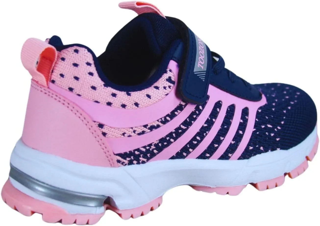 Kids Girls and Boys Lightweight Strap Running Athletic School Sneakers Shoes