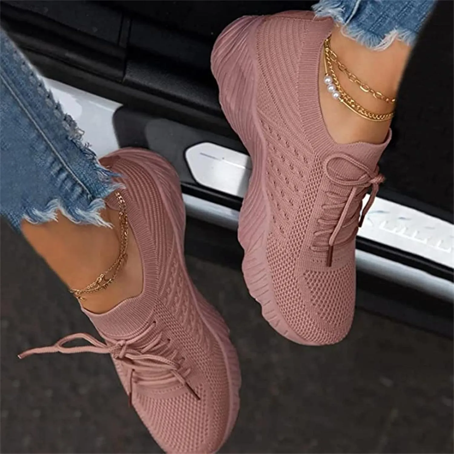 Ladmiple Shoes For Women Sneakers Slip On Walking Shoes Non Slip Running Athletic Workout Tennis Shoes Gym Sneakers