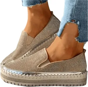 Lausiuoe Shoes For Women Sneakers Fashion Slip On Canvas Loafers Casual Classic Lightweight Comfort Flat Walking Shoes
