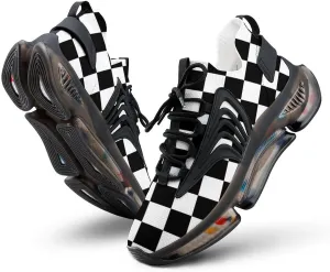 Plaid Black White Checkered Men's Running Sports Walking Shoes Athletic Training Shoe Breathable Non Slip Sneakers