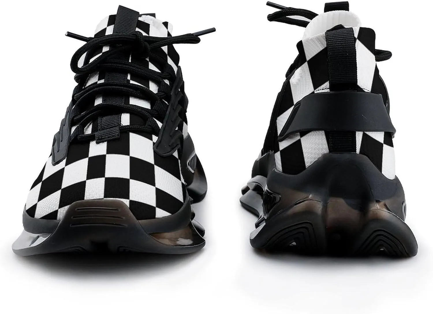 Plaid Black White Checkered Men's Running Sports Walking Shoes Athletic Training Shoe Breathable Non Slip Sneakers