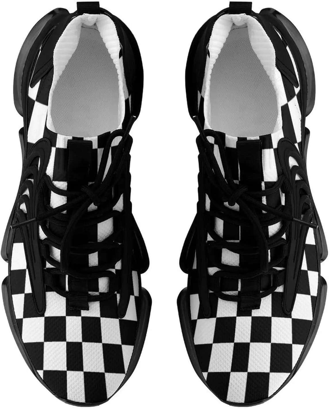 Plaid Black White Checkered Men's Running Sports Walking Shoes Athletic Training Shoe Breathable Non Slip Sneakers