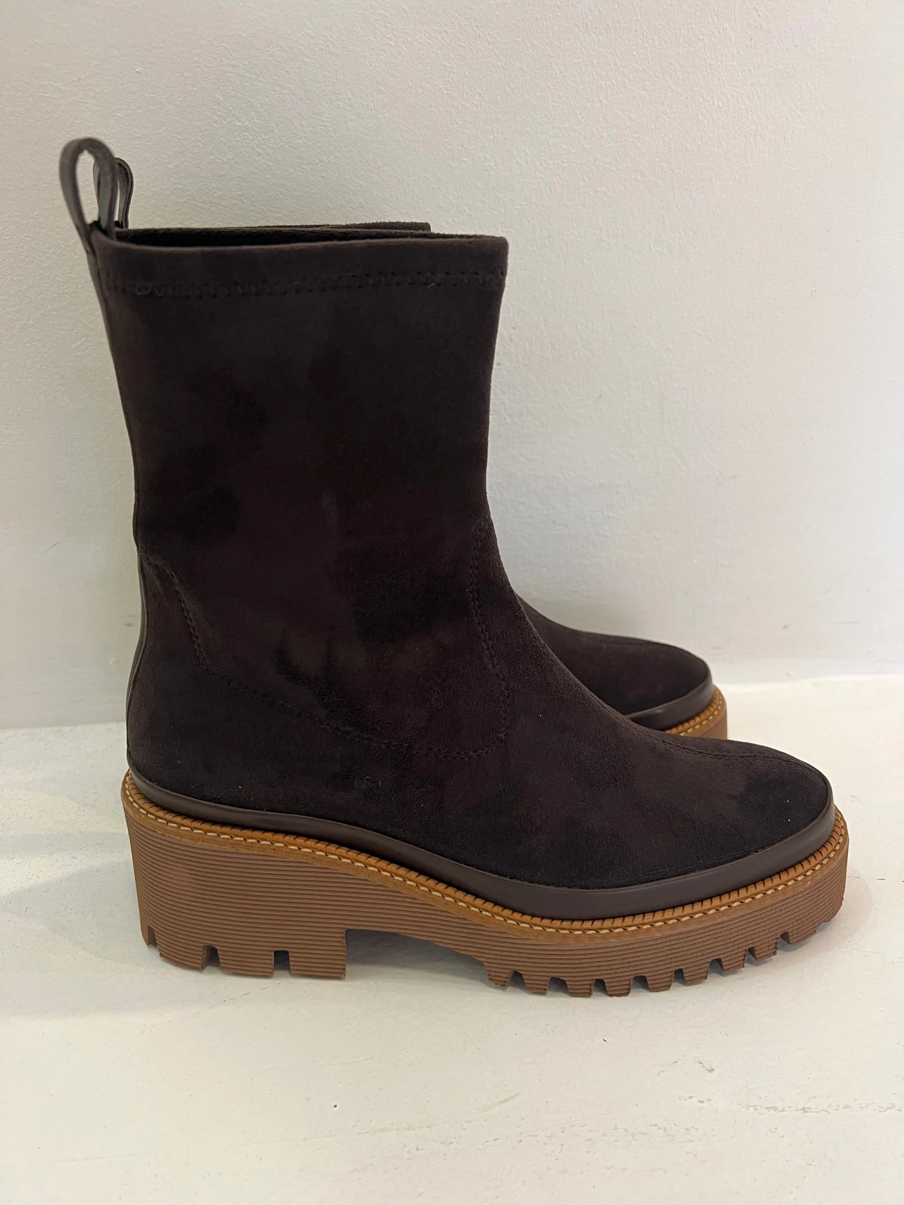 Pons Quintana Chocolate Stretch Suede Ankle Boot