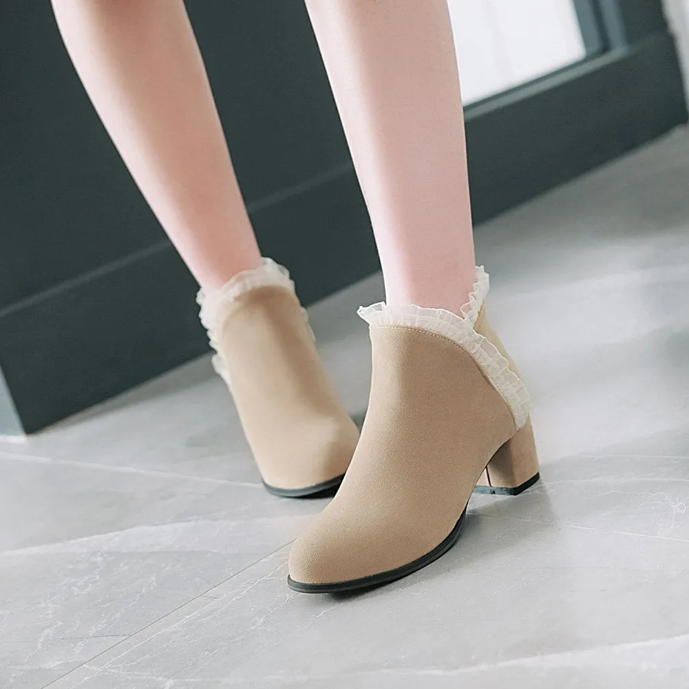 Winter Boots Zip Up Heels Plush