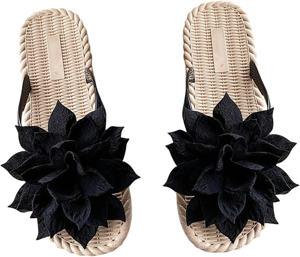 Women's Espadrilles Slide Sandals Cute Open Toe Slip On Slides with Flower Flip Flops Bohemia Beach Sandals Ladies