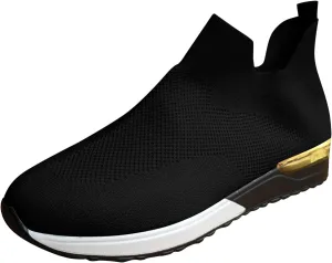 Women's Fashion Sneaker Non Slip Breathable Lightweight Comfortable Lace Up Black Running Shoes Loafers with Arch Support for Women White Leather Sneakers
