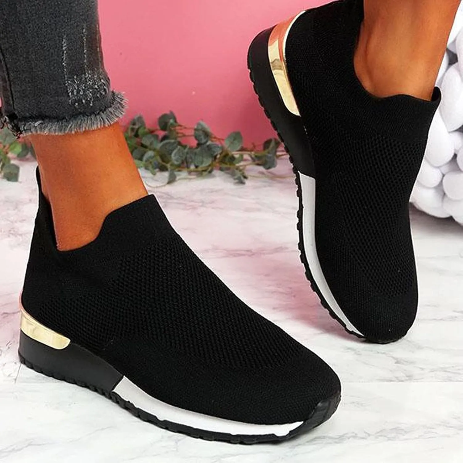 Women's Fashion Sneaker Non Slip Breathable Lightweight Comfortable Lace Up Black Running Shoes Loafers with Arch Support for Women White Leather Sneakers