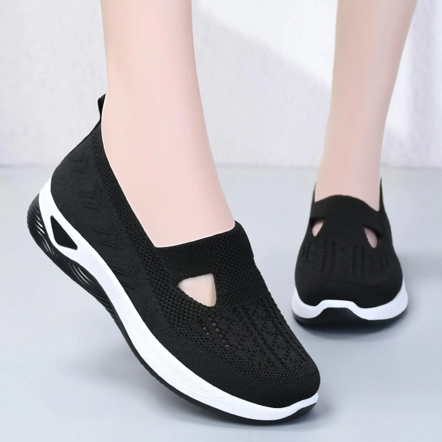 Womens Orthopedic Diabetic Shoes Slip On Walking Sneakers with Arch Support Comfortable Casual Loafers Plantar Fasciitis Relief Foot Heel Pain