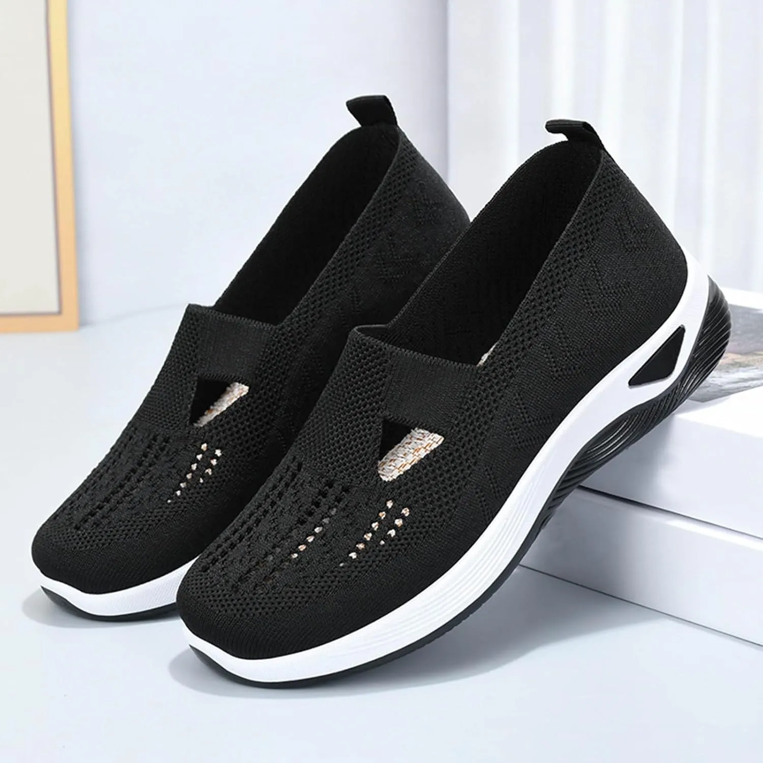 Womens Orthopedic Diabetic Shoes Slip On Walking Sneakers with Arch Support Comfortable Casual Loafers Plantar Fasciitis Relief Foot Heel Pain