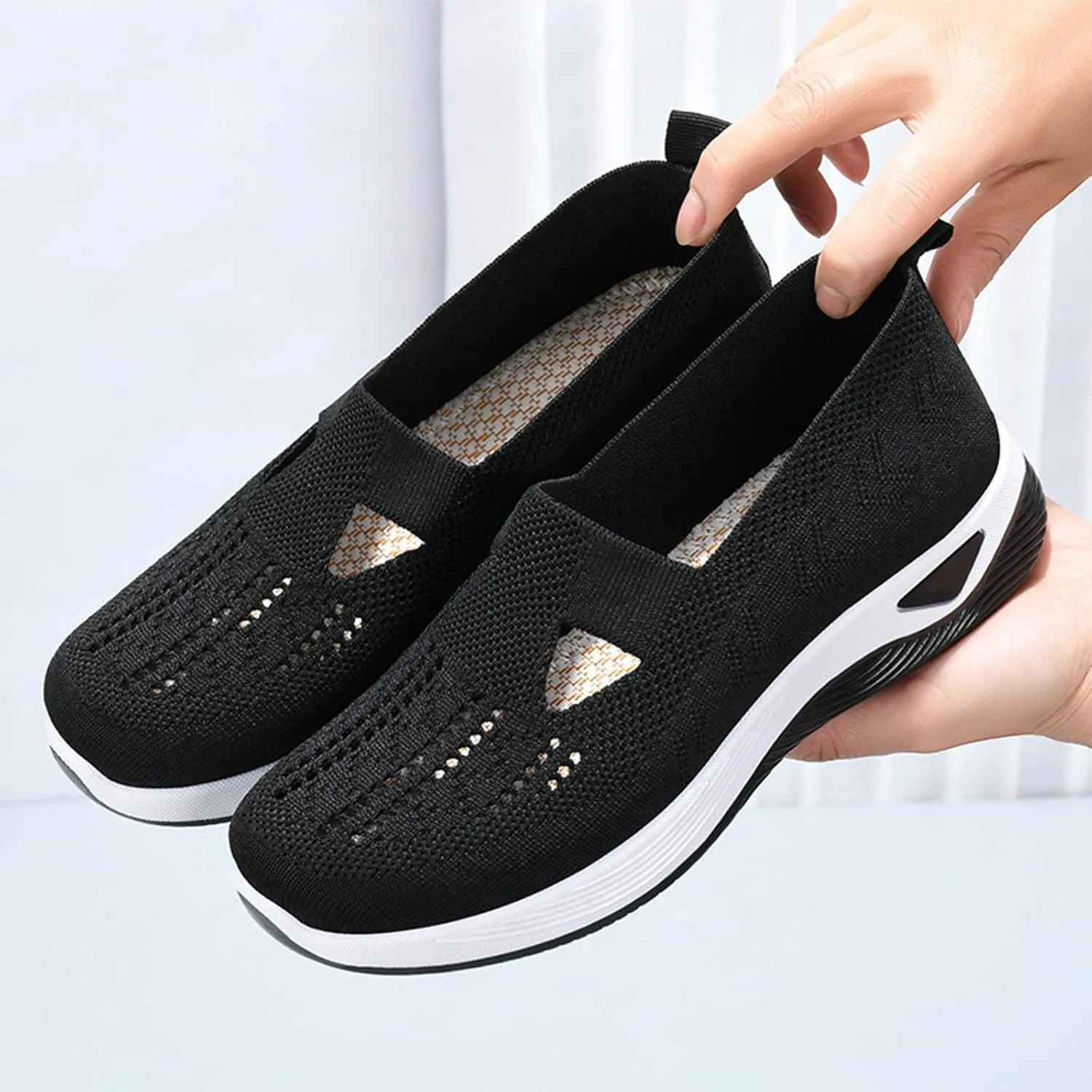 Womens Orthopedic Diabetic Shoes Slip On Walking Sneakers with Arch Support Comfortable Casual Loafers Plantar Fasciitis Relief Foot Heel Pain
