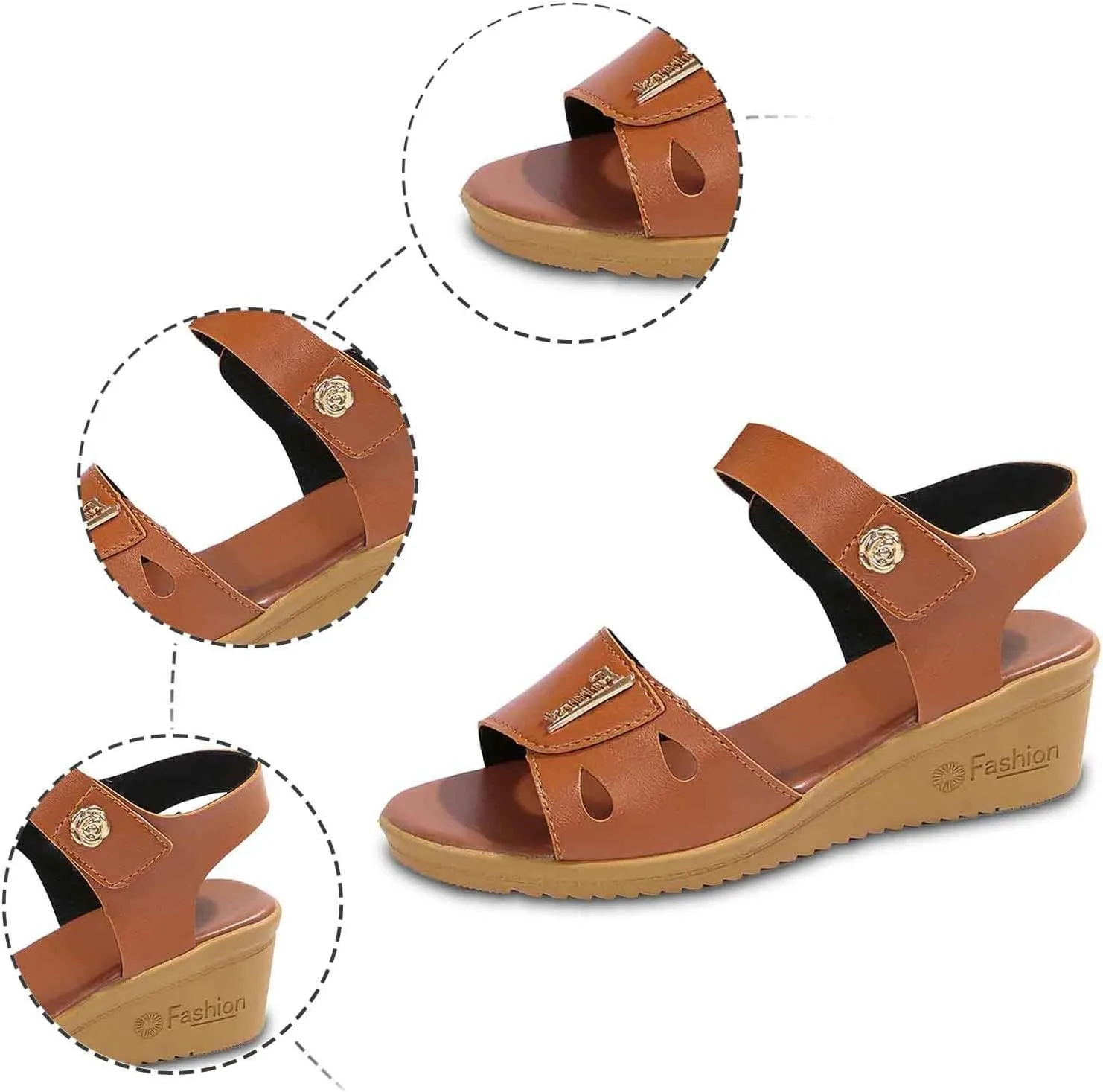Women's Wedge Leather Sandals Platform Comfortable Mid Heel Dressy Arch Support 2025 Summer Open Toe Sandals